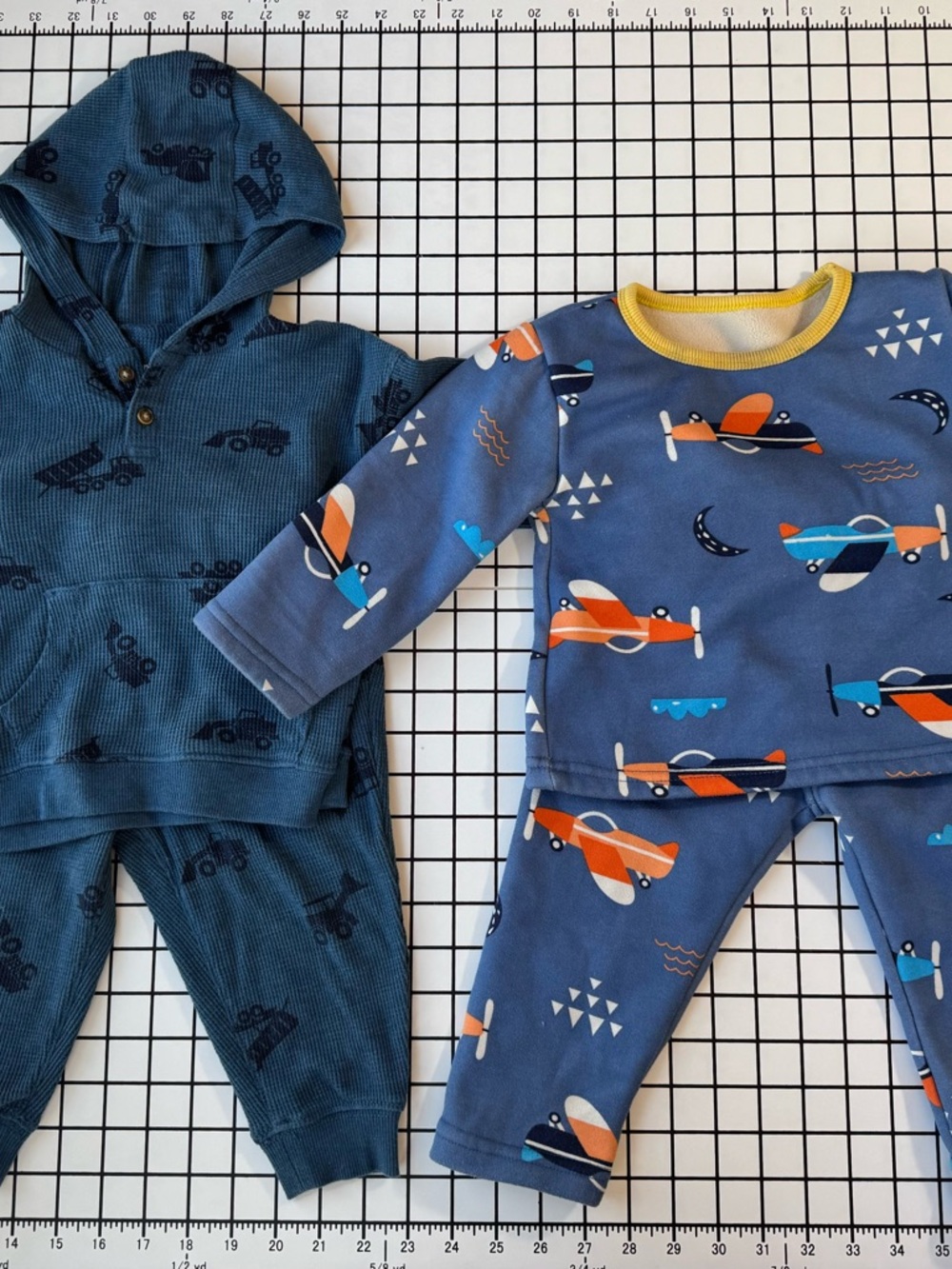 Blue Toddler Airplane/Construction truck Print Set